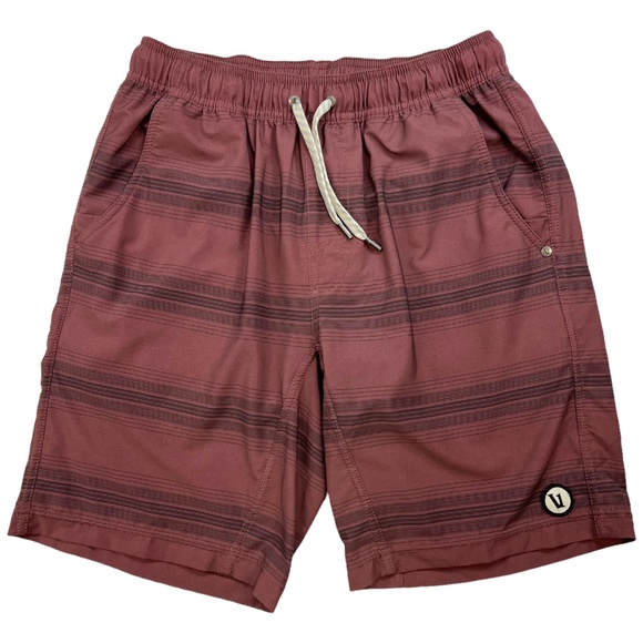 Vuori Men's Kore Lined Striped Shorts Oxblood Red Small